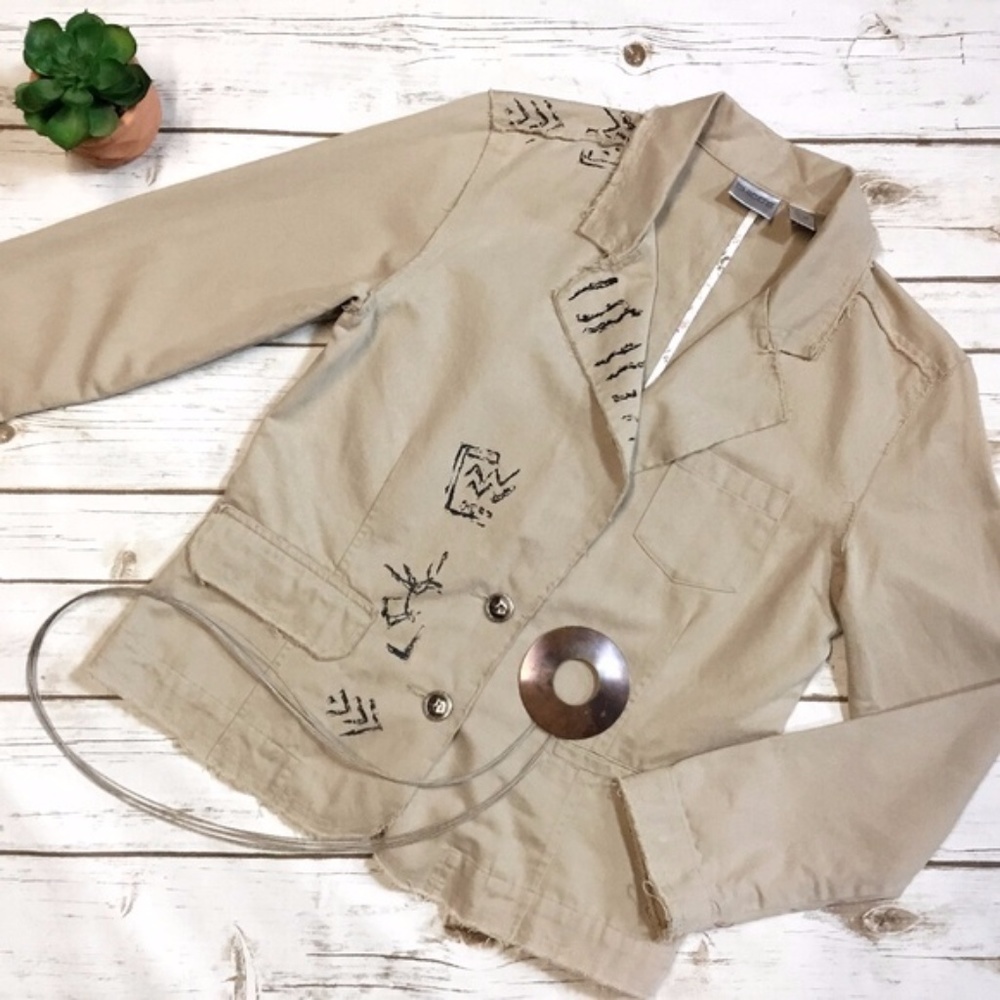 Chico’s Cream Beige Asymmetrical Styled Jacket